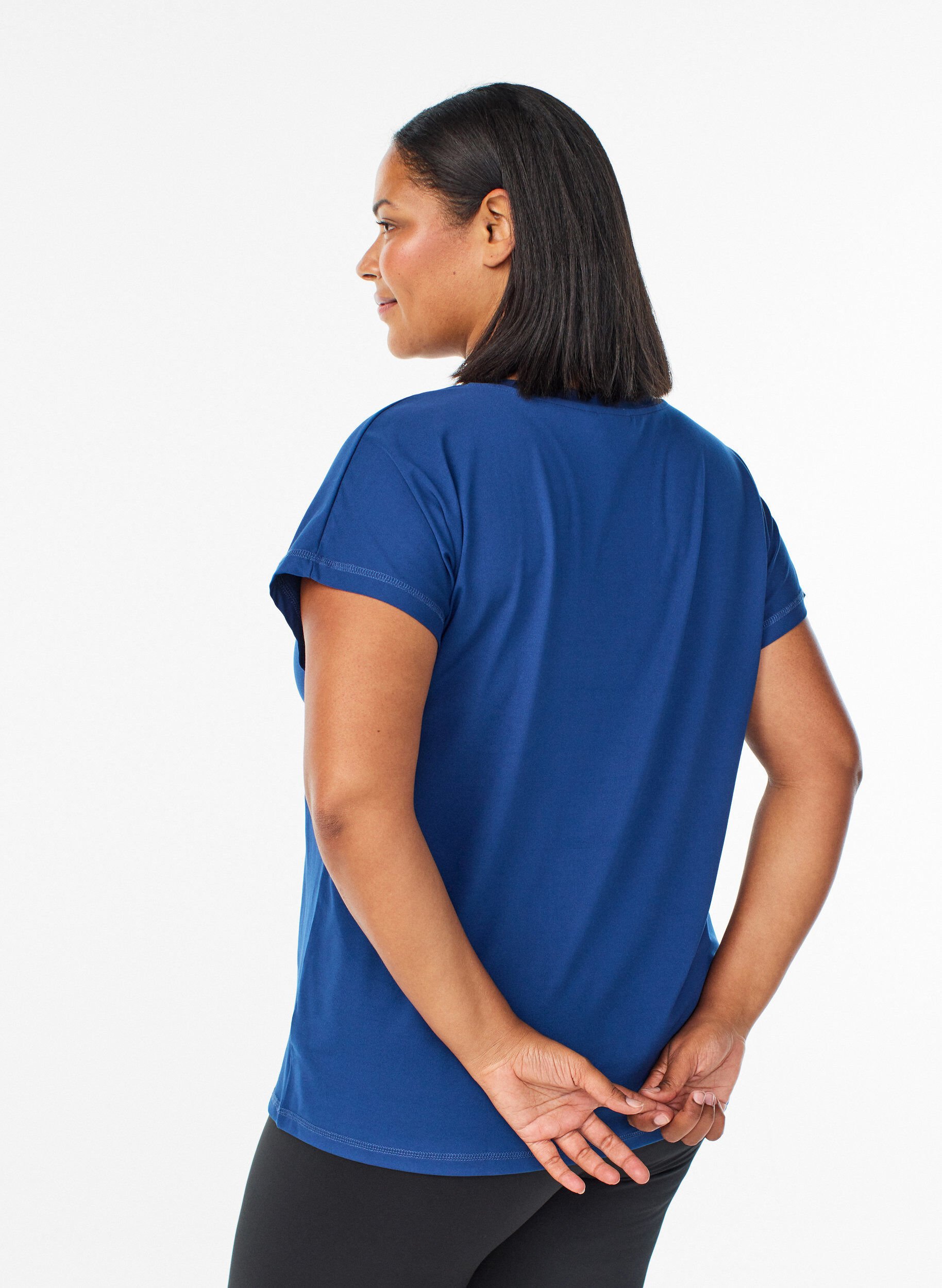 ZizziL&oslash;s tr&aelig;nings t-shirt med v-hals, Bl&aring;, Model image number 2