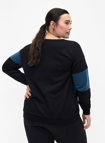 Sweatshirt med sporty print, Black Comb, Model image number 1