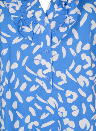 3/4 ærmet bluse i bomuld med print, Marina White AOP, Packshot image number 2