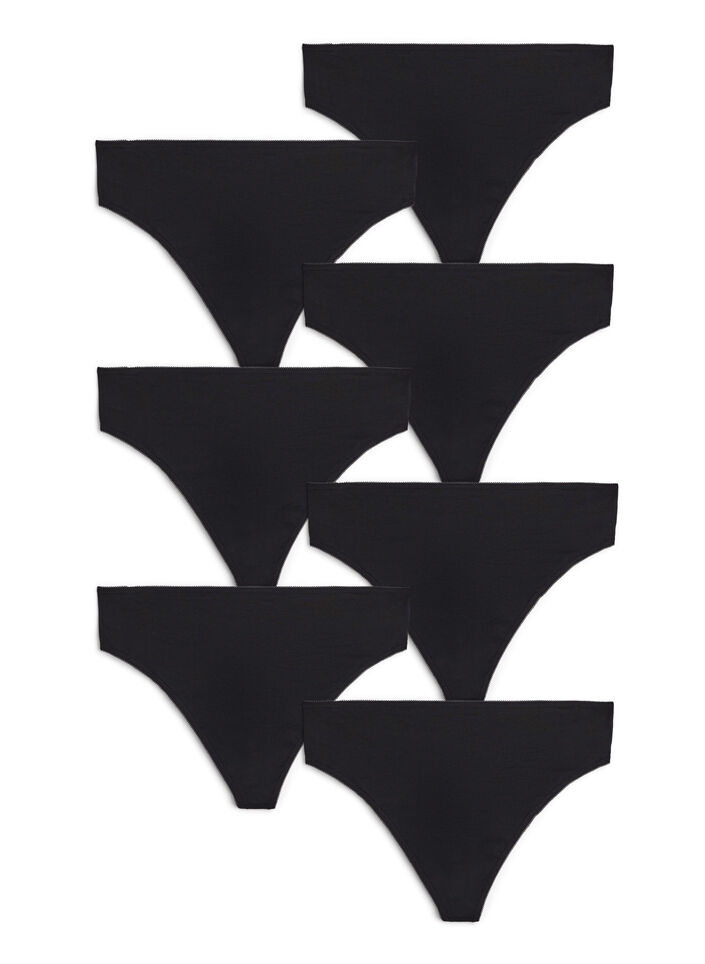 7-pak g-streng i bomuld, Sort, Packshot image number 0