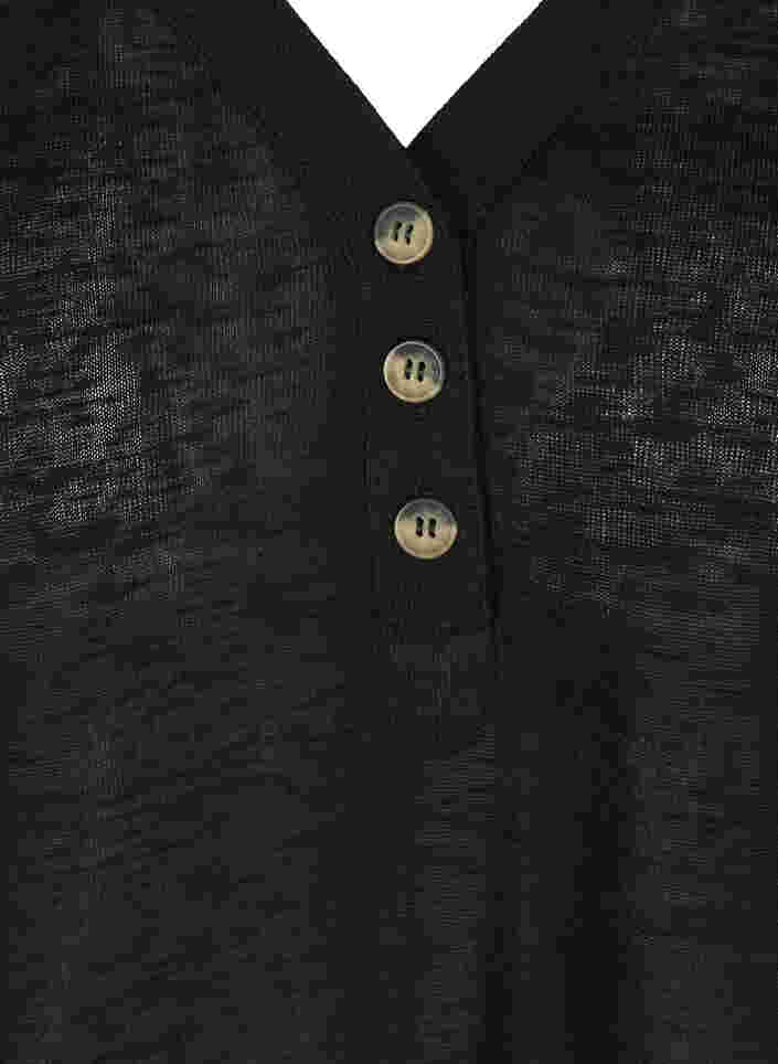 Kortærmet t-shirt med knapper , Black, Packshot image number 2