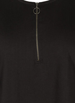 Bomulds bluse med lynlås detalje, Black, Packshot image number 2