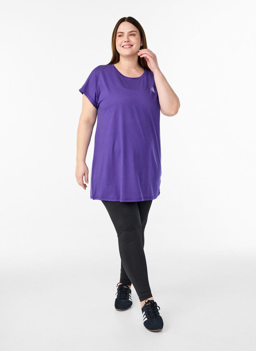 Lang tr&aelig;nings t-shirt, Lilla, Model image number 1