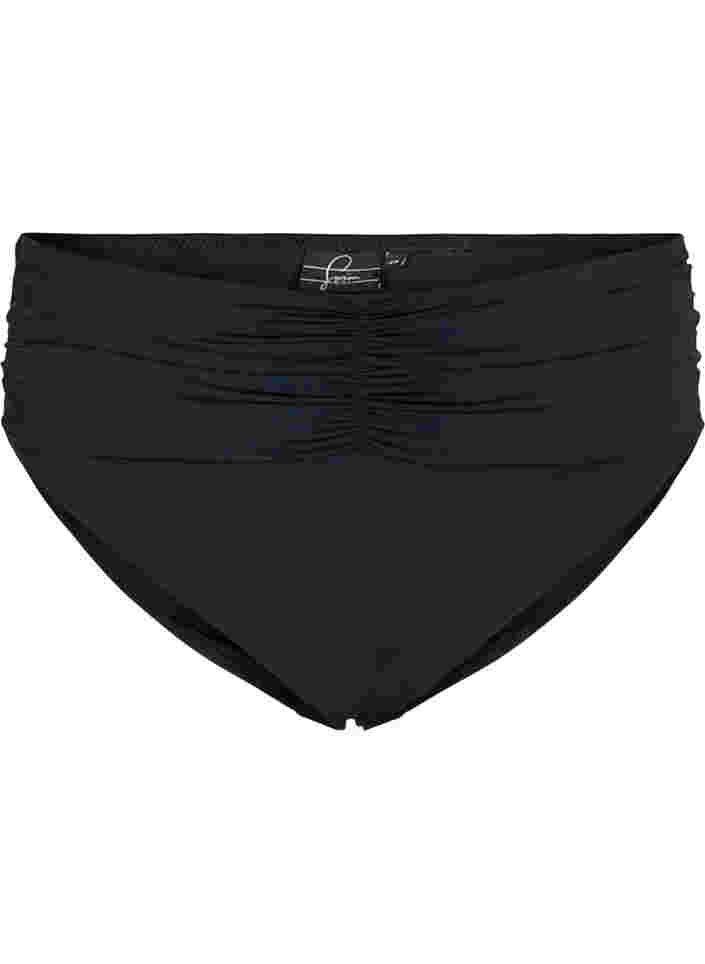 Højtaljet bikini trusse med høj benskæring, Black, Packshot image number 0