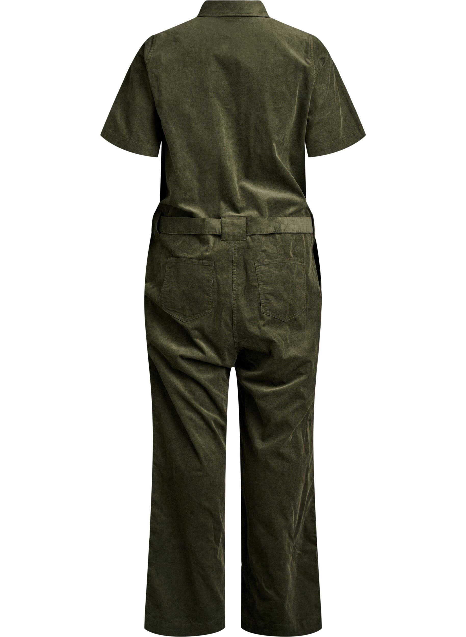 Zizzi Jumpsuit i bomuldsfl&oslash;jl med lige ben, Gr&oslash;n, Packshot image number 1