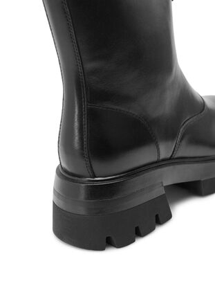 Kort wide fit læderstøvle med lynlås, Black, Packshot image number 3