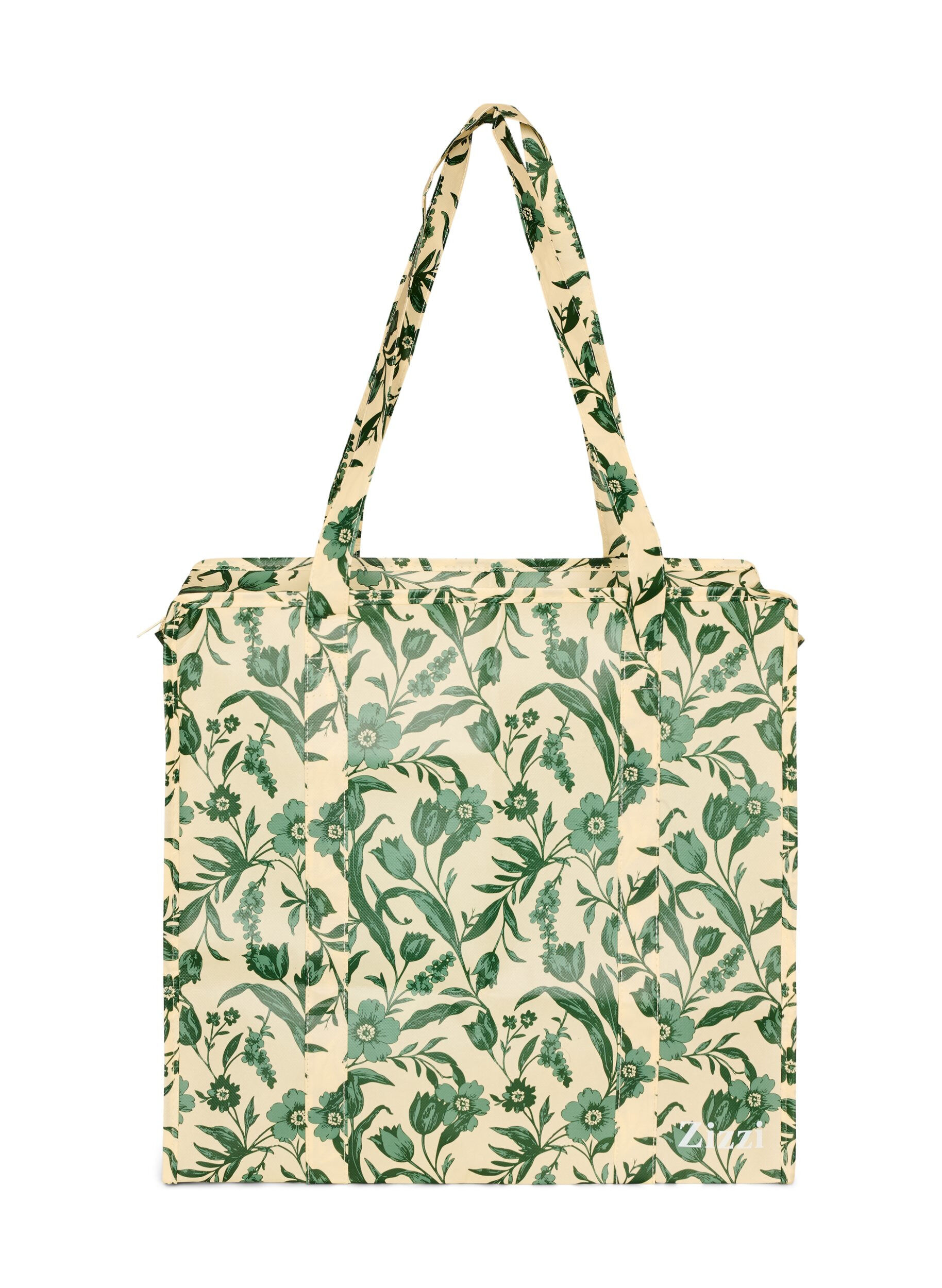ZizziShoppingbag med lynl&aring;s, Gr&oslash;n, Packshot image number 1