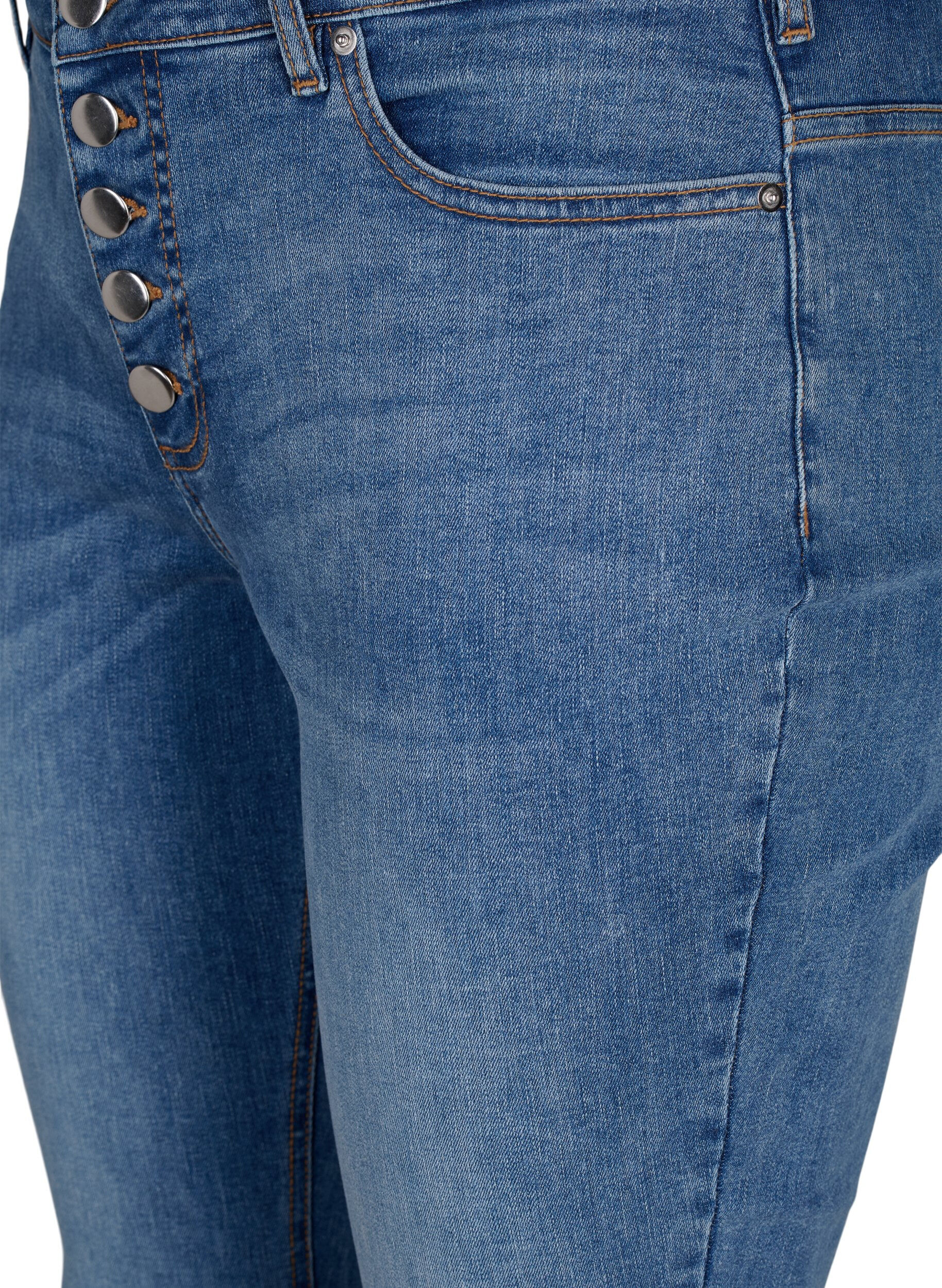Zizzi Sanna jeans med super slim fit og knaplukning, Blue denim, Packshot image number 2