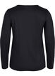 Ensfarvet basis bluse i bomuld, Solid Black, Packshot image number 1