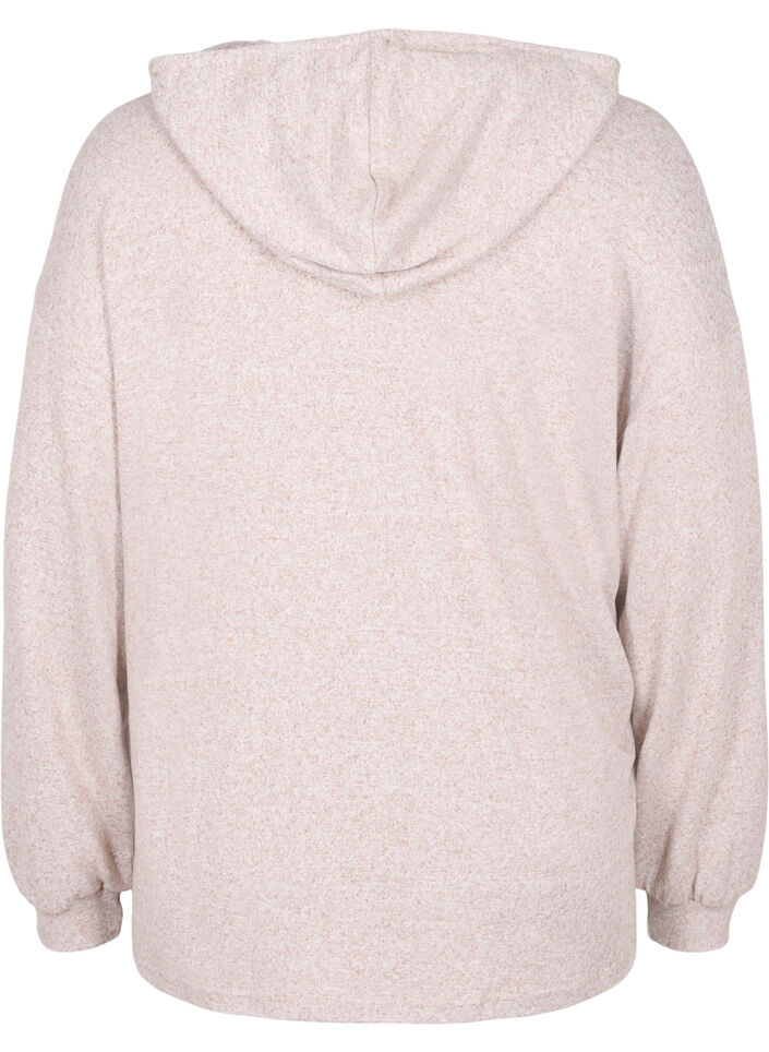 Meleret bluse med hætte, Natural Mel., Packshot image number 1