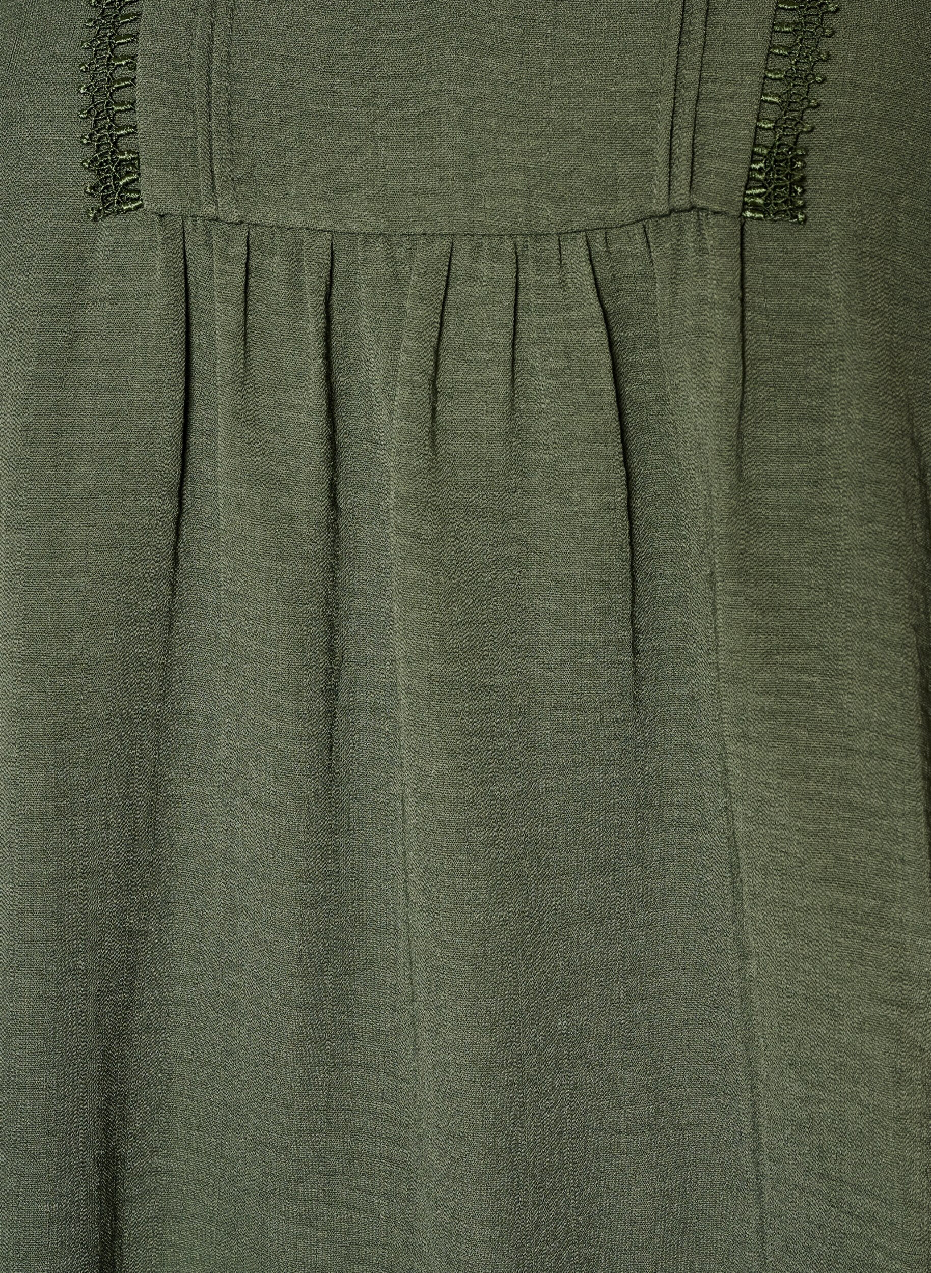 ZizziBluse med V-udsk&aelig;ring og crochetb&aring;nd, Gr&oslash;n, Packshot image number 2
