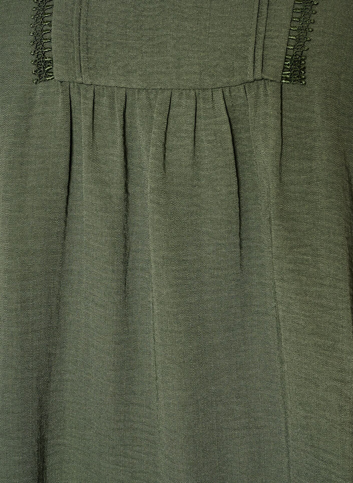 Bluse med V-udsk&aelig;ring og crochetb&aring;nd, Gr&oslash;n, Packshot image number 2