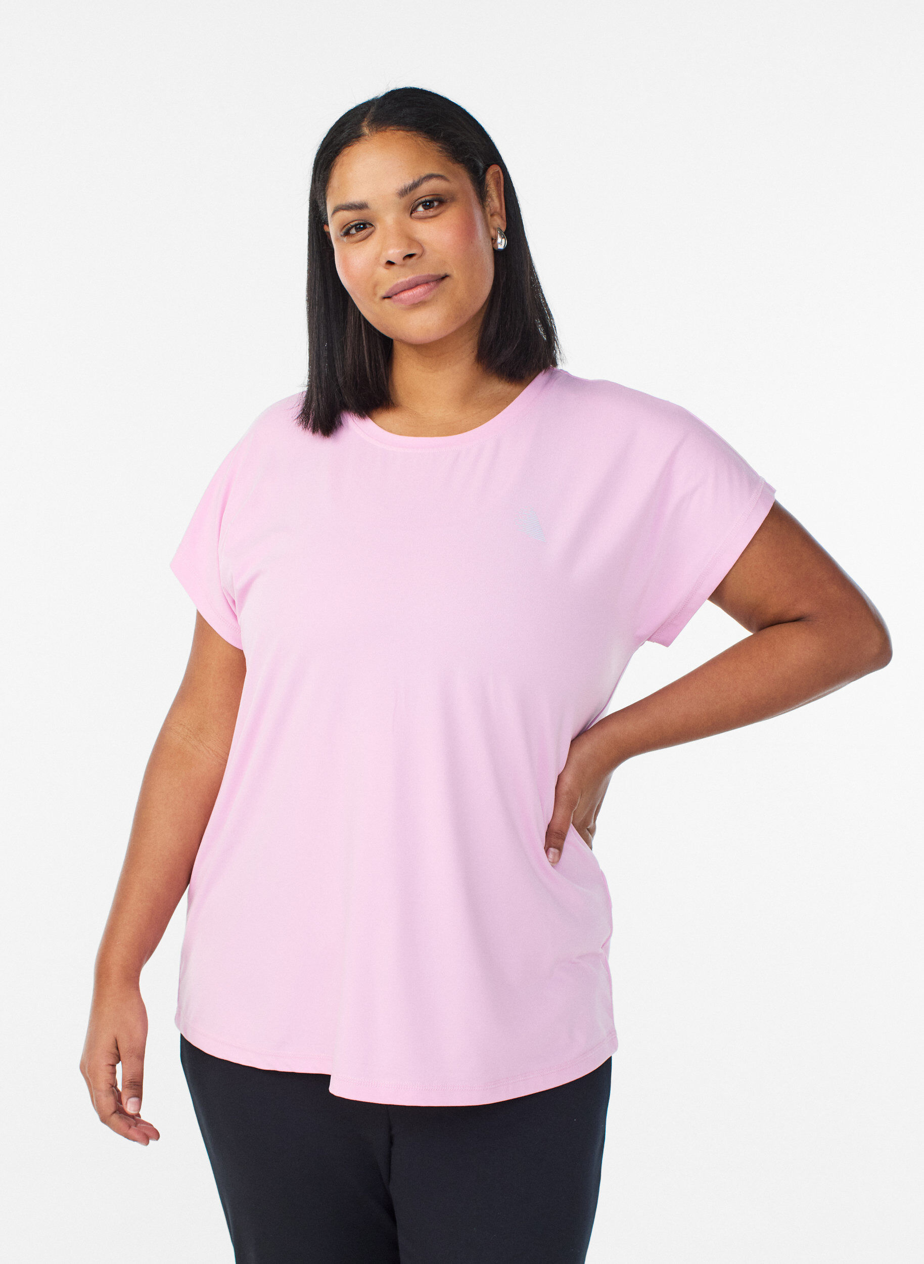 Ensfarvet tr&aelig;nings t-shirt, Lyser&oslash;d, Model