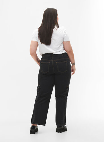 Straight fit cargo jeans, Black Stone, Model image number 1