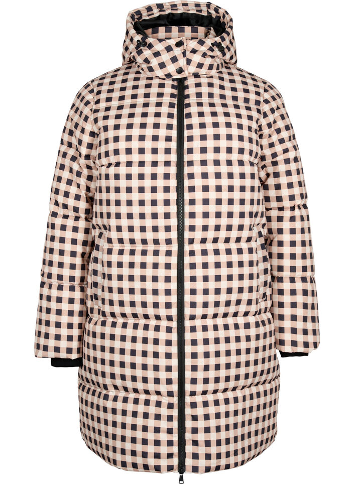 Ternet puffer vinterjakke, Black w. Nomad Check, Packshot image number 0