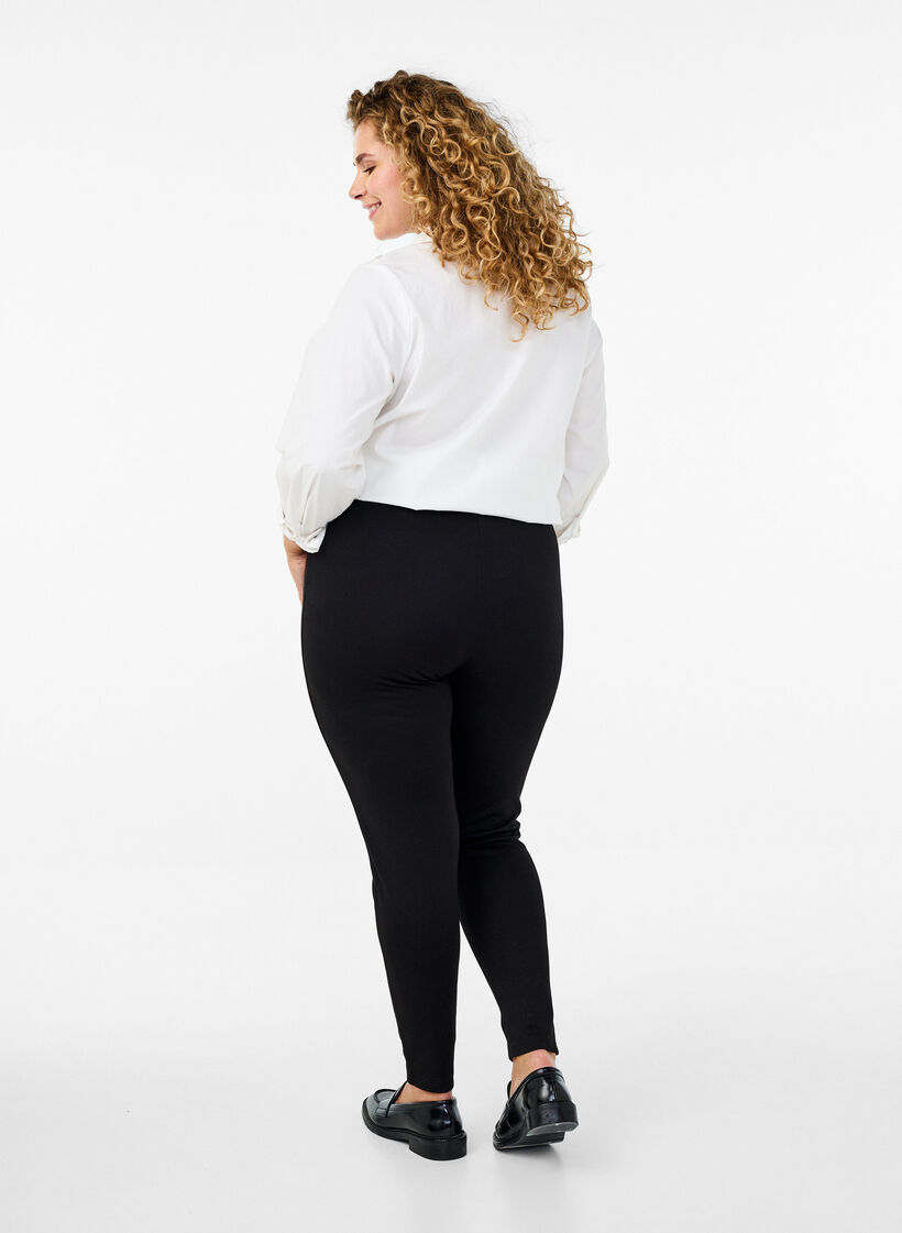 Viskose leggings med lynlåsdetalje, Sort, Model image number 2