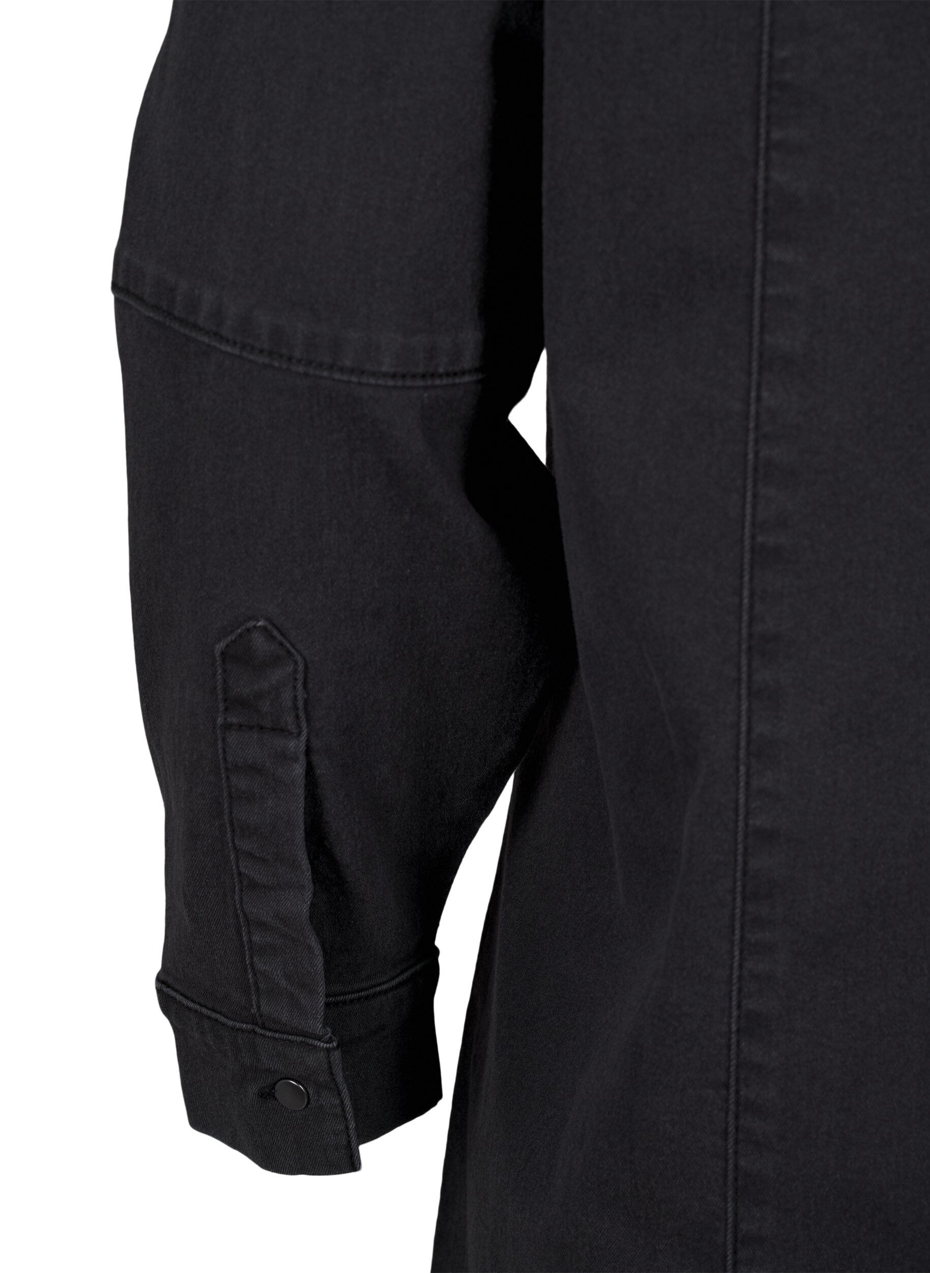 Zizzi A-shape denimkjole med lynl&aring;s, Grey Washed, Packshot image number 3