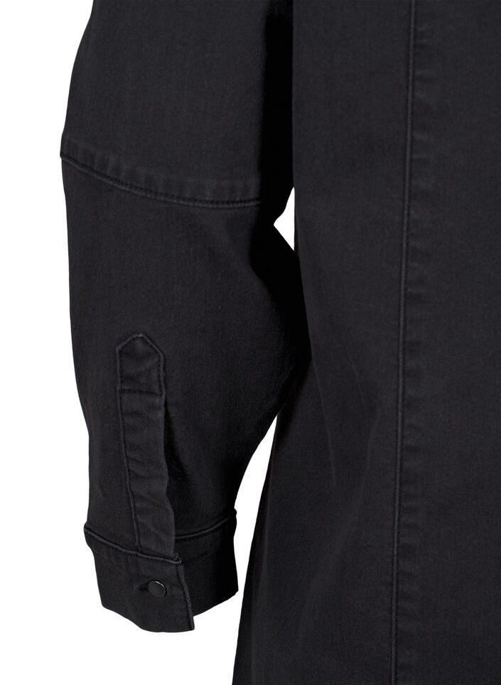 A-shape denimkjole med lynlås, Grey Washed, Packshot image number 3