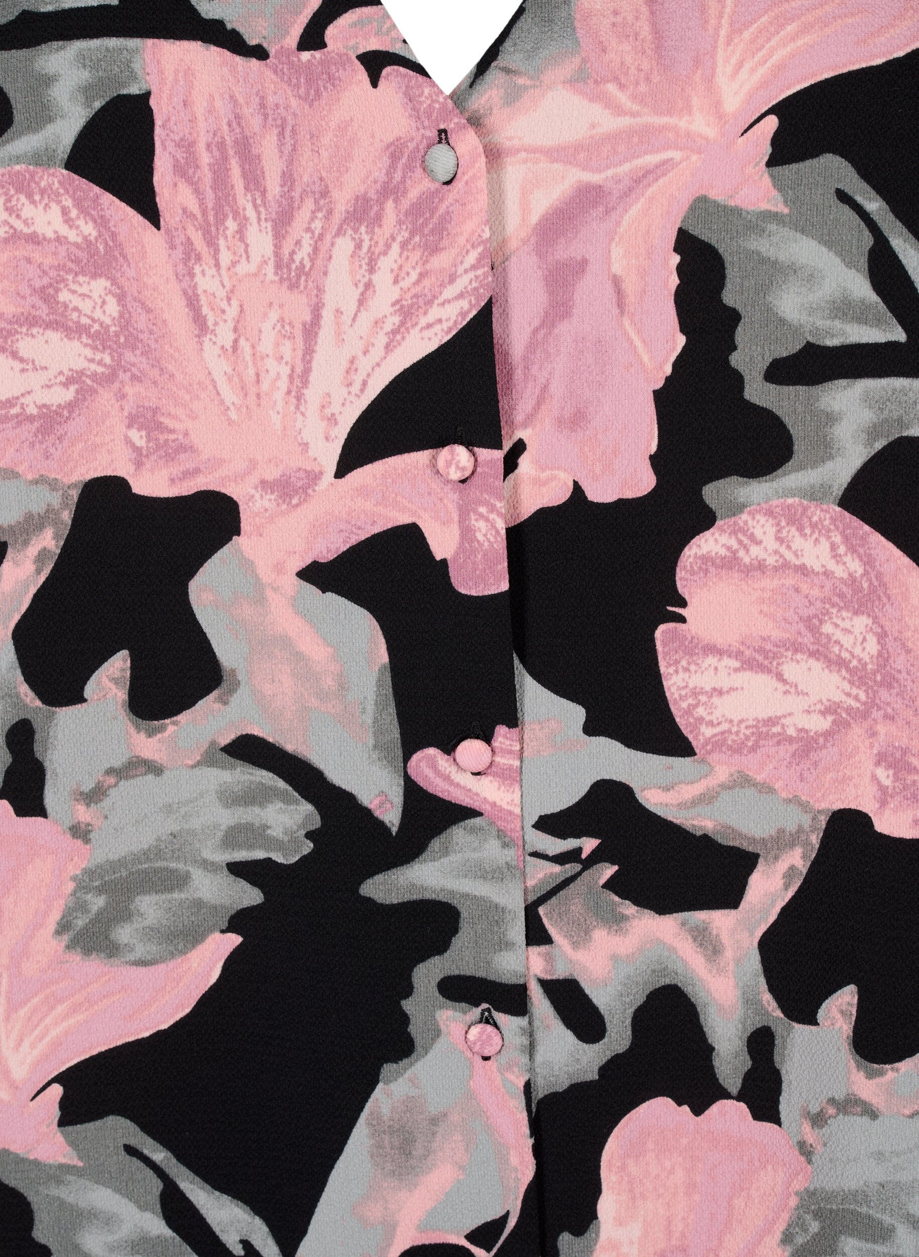 Zizzi Skjortebluse med v-hals og print, Black Pale Mauve Fl., Packshot image number 2