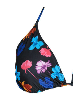 Trekants bikini bh med print, Black Flower AOP, Packshot image number 2