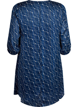 Printet kjole med v-hals og 3/4 ærmer, Dress Bl. Swirl AOP, Packshot image number 1