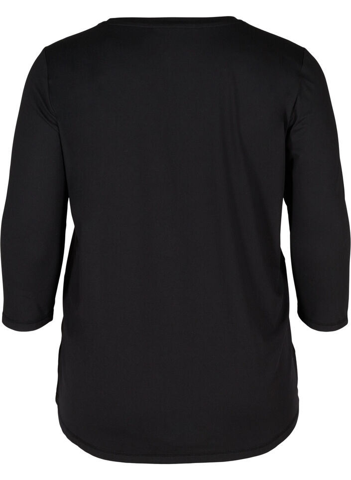 Tr&aelig;ningsbluse med 3/4 &aelig;rmer, Sort, Packshot image number 1