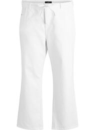 Straight fit jeans med bindeb&aring;nd, Hvid