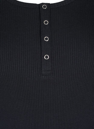 Ensfarvet bomulds bluse med lange ærmer , Black, Packshot image number 2