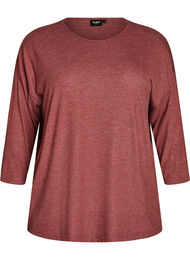 Jerseybluse med 3/4 &aelig;rmer, R&oslash;d