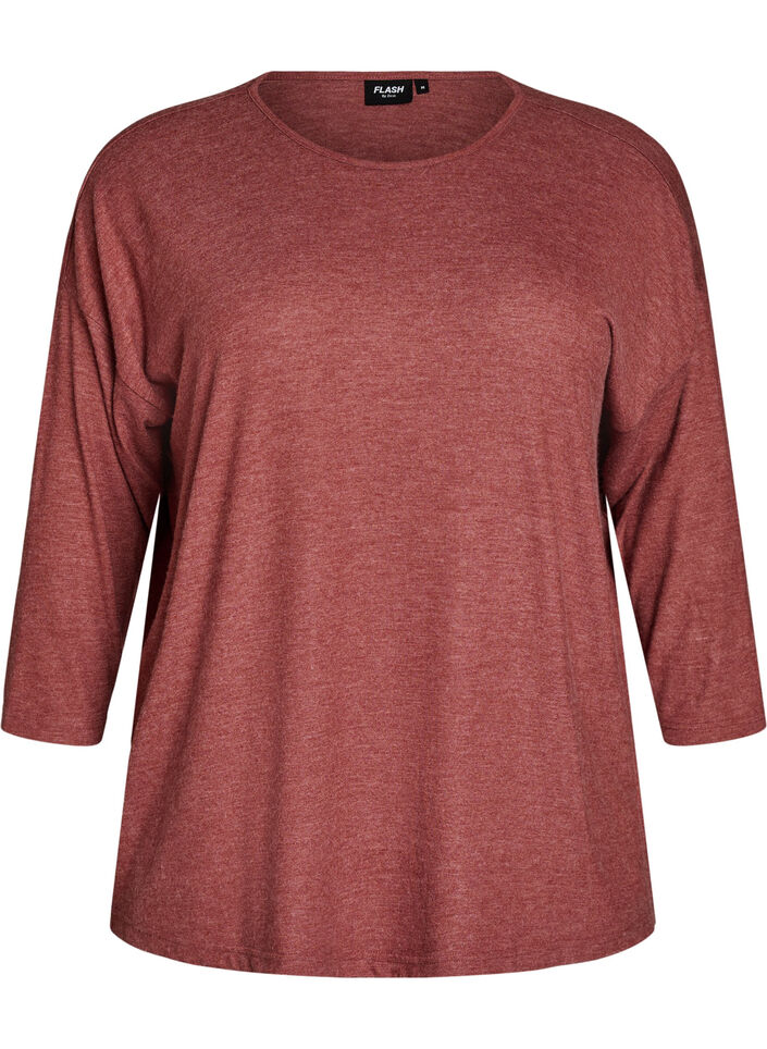 Jerseybluse med 3/4 &aelig;rmer, R&oslash;d, Packshot image number 0