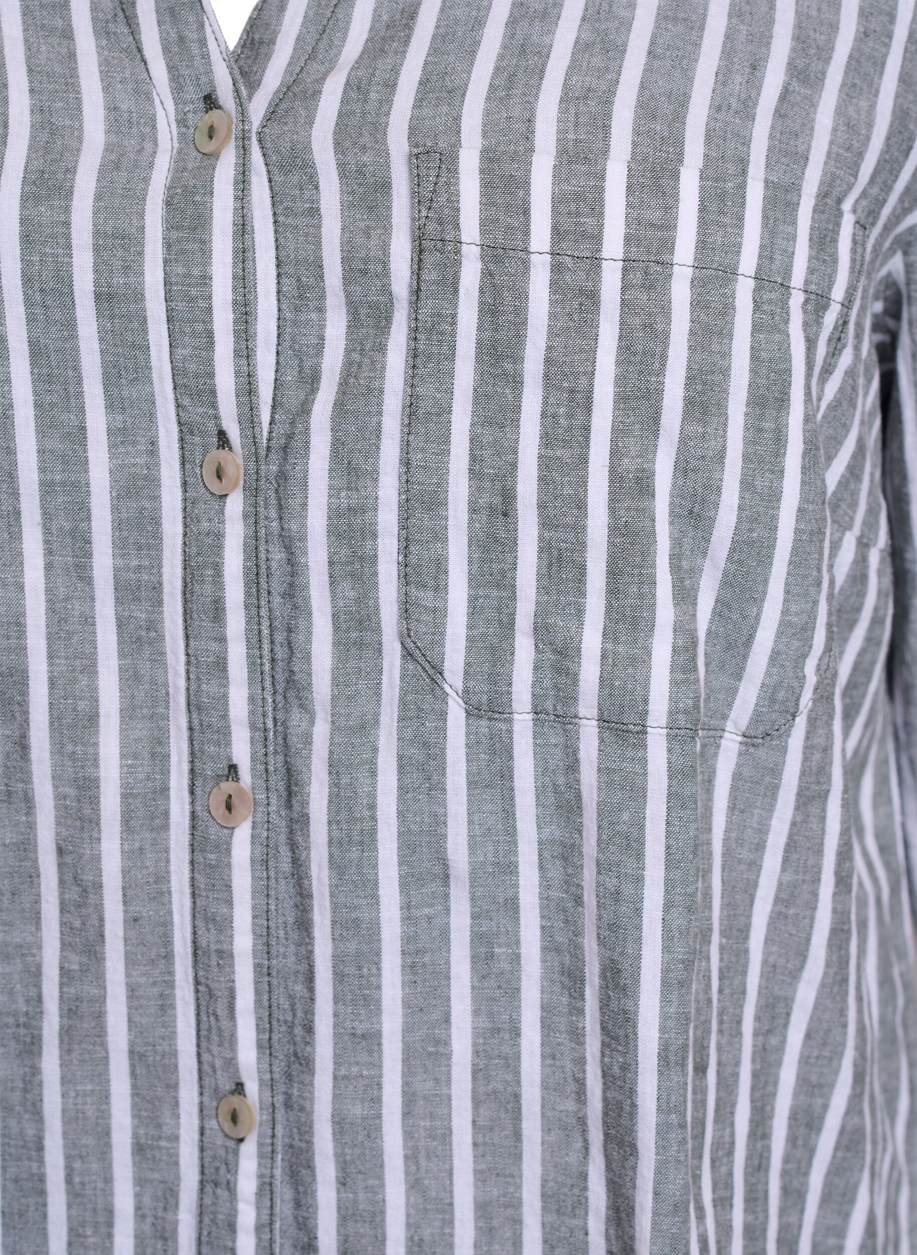 Zizzi Skjorte i h&oslash;r og viskose med 3/4-&aelig;rmer, Gr&oslash;n, Packshot image number 2