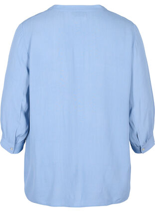 Viskose bluse med 3/4 ærmer, Forever Blue, Packshot image number 1