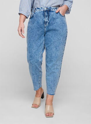 Mille mom fit jeans i bomuld, Blue denim, Model image number 2