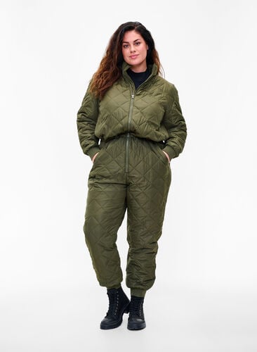 Quiltet termo jumpsuit med justerbar talje, Forest Night, Model image number 0