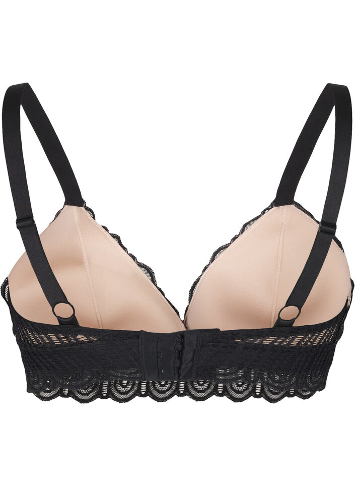 Bralette bh med blonder og blød vattering, Sort, Packshot image number 1