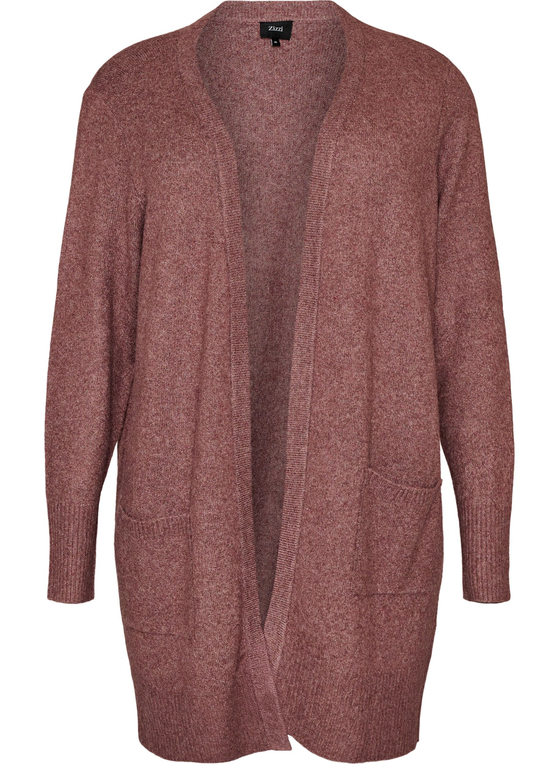 Meleret strik cardigan med lommer