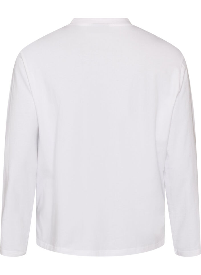 Basis t-shirt med lange &aelig;rmer, Hvid, Packshot image number 1