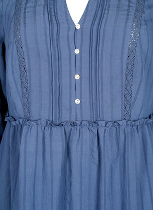 Stribet kjole i viskose med blondebånd og 3/4 ærmer, Vintage Indigo, Packshot image number 2