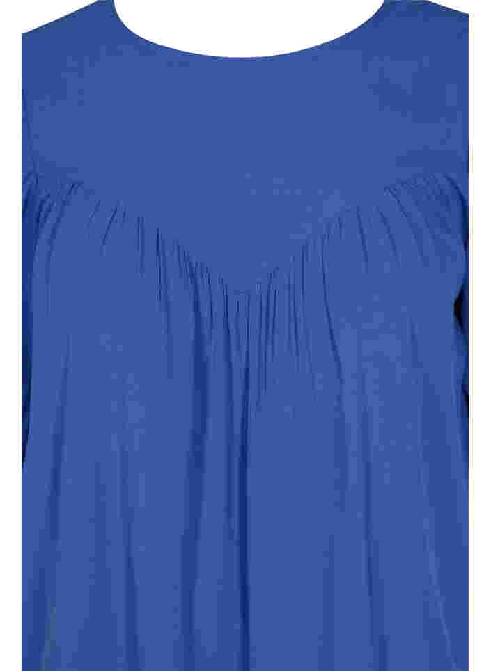 Bluse i viskose med a-shape, Dazzling Blue, Packshot image number 2