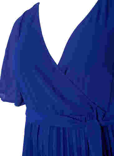 Plisseret midikjole med korte ærmer, Clematis Blue, Packshot image number 2
