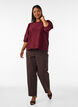 Bluse med tekstur og 3/4 &aelig;rmer, R&oslash;d, Model image number 1