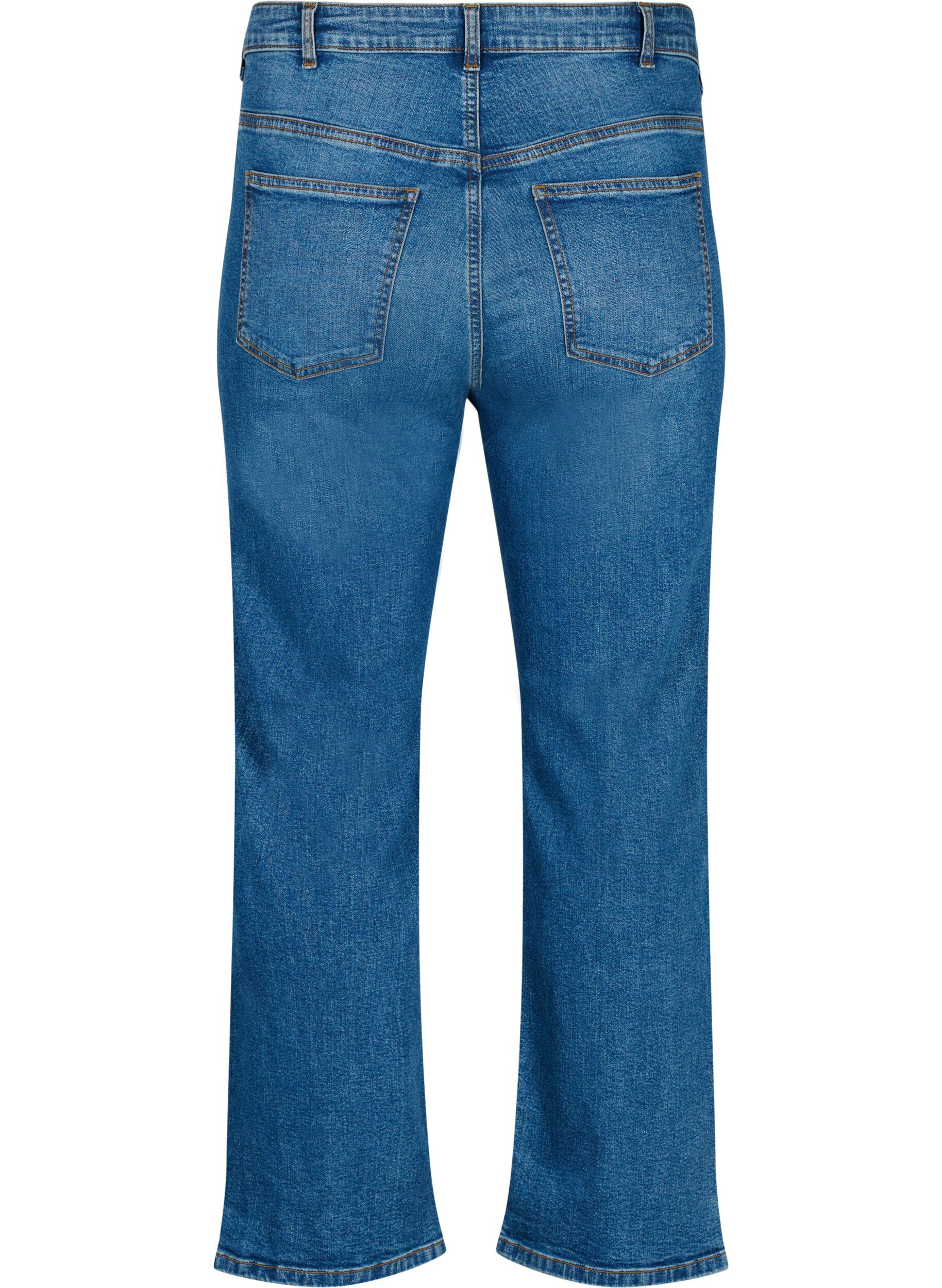 Zizzi H&oslash;jtaljede Gemma jeans med regular fit, Blue denim, Packshot image number 1