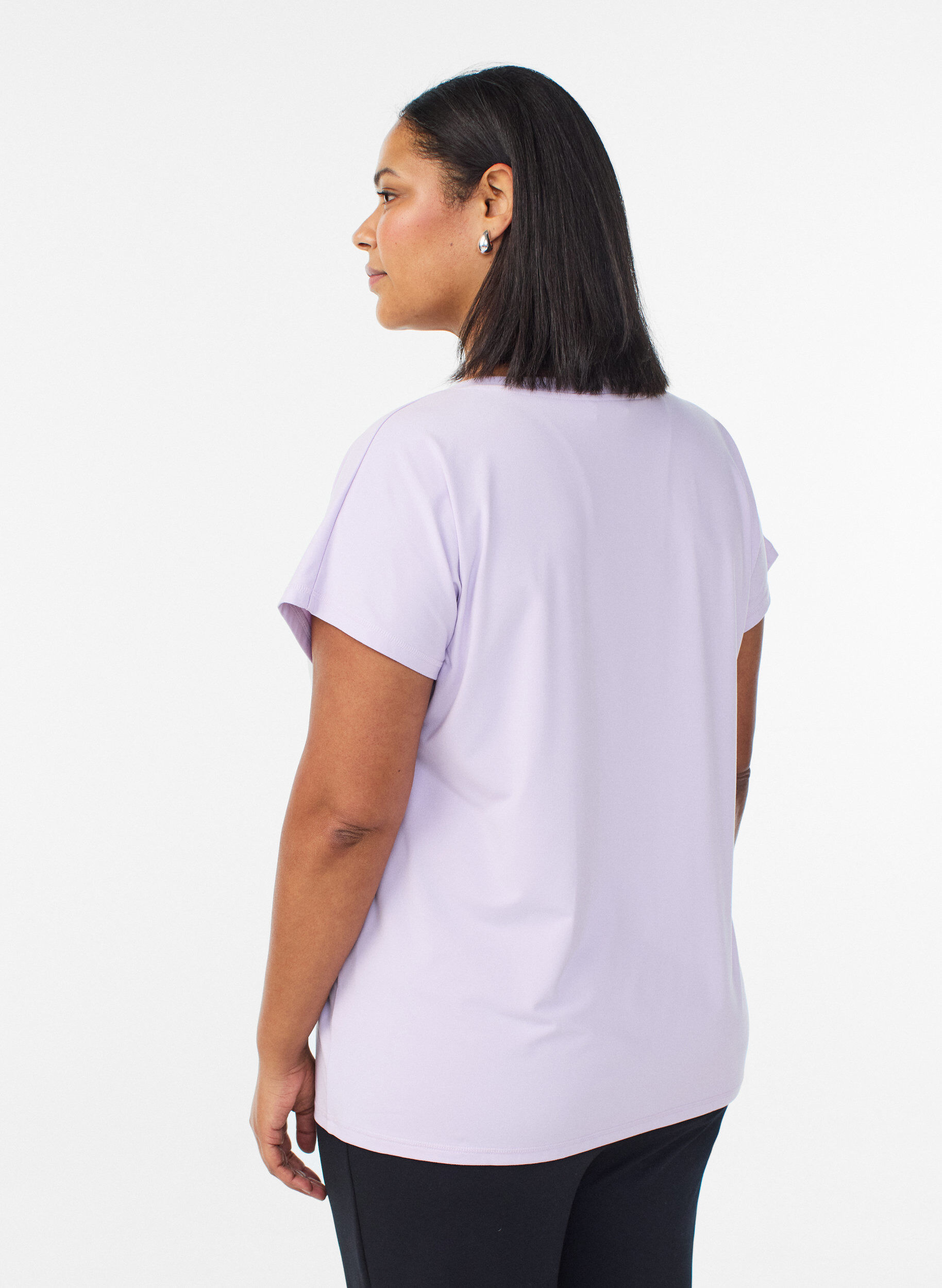 ZizziL&oslash;s tr&aelig;nings t-shirt med v-hals, Lilla, Model image number 2