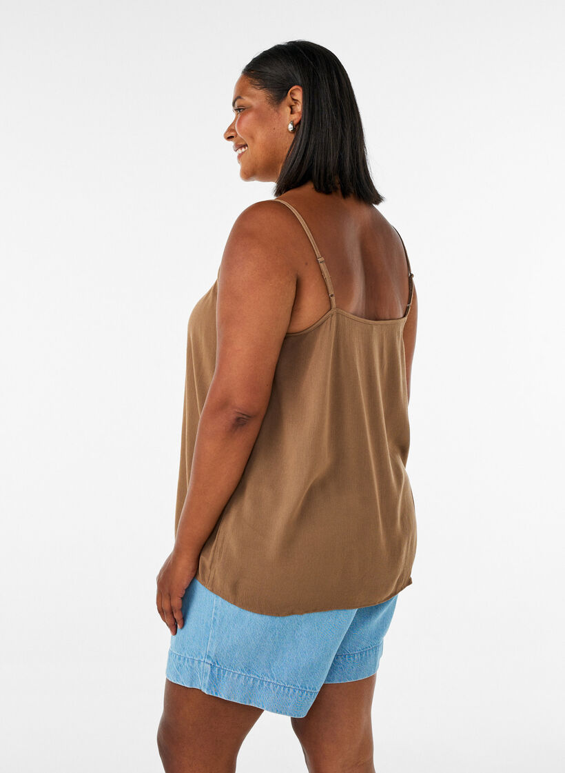 Strop top i viskose, Brun, Model image number 2