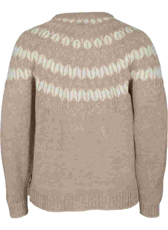 Mønstret strik cardigan med uld, Simply Taupe Comb, Packshot image number 1