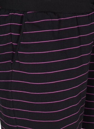 Løse bomulds shorts med striber, Black w. Purple, Packshot image number 2