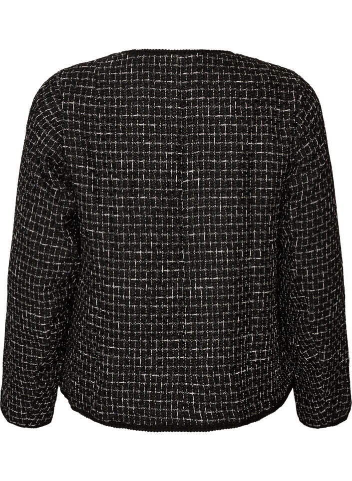 Jakke i boucl&eacute; med guldfarvede knapper, Sort, Packshot image number 1