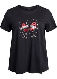 Jule t-shirt i &oslash;kologisk bomuld, Sort