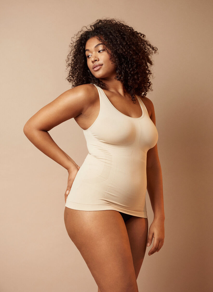 Shapewear top med brede stropper, Beige, Image image number 1