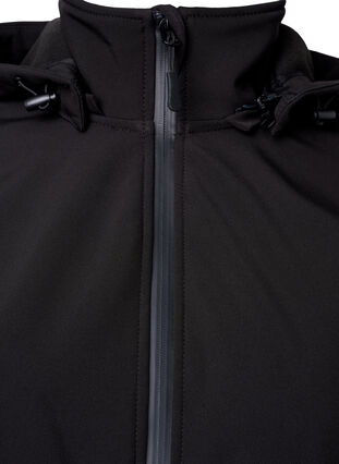 Softshell jakke med aftagelig hætte, Black, Packshot image number 2